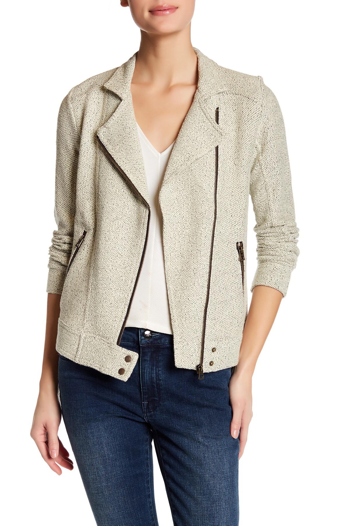 Lyst Lucky Brand Knit Moto Jacket in Natural